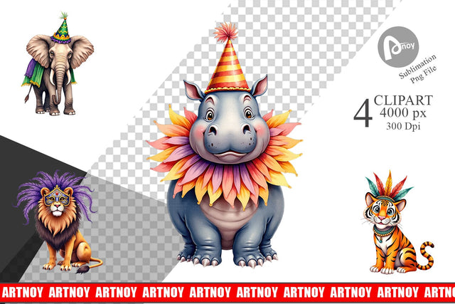 Clipart Enchanted Forest Masquerade Animal Sublimation artnoy 