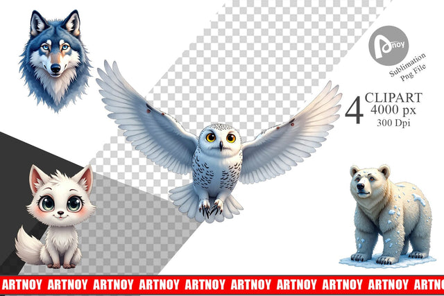 Clipart Enchanted Winter Forest & Arctic Friends Sublimation artnoy 
