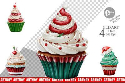 Clipart Festive Cupcake Sublimation artnoy 