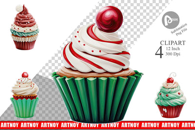Clipart Festive Cupcake Sublimation artnoy 