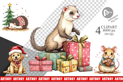 Clipart Festive Patchwork Pets Sublimation artnoy 
