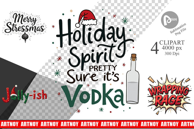 Clipart Festively Fed Up Relatable Holiday Stress Quotes Sublimation artnoy 