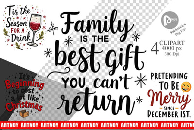 Clipart Festively Fed Up Relatable Holiday Stress Quotes Sublimation artnoy 