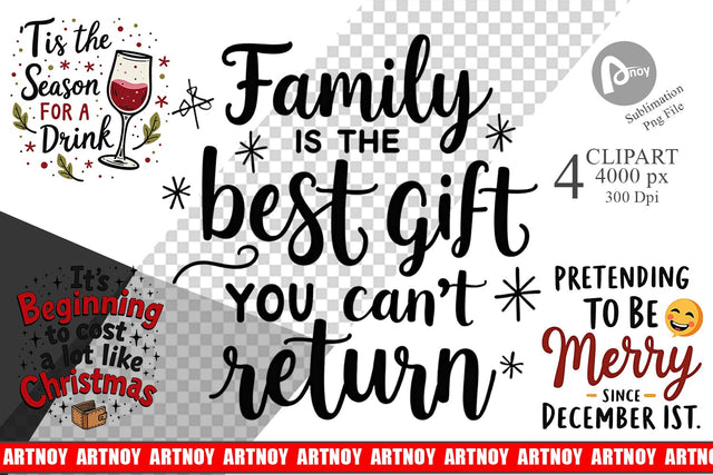 Clipart Festively Fed Up Relatable Holiday Stress Quotes Sublimation artnoy 