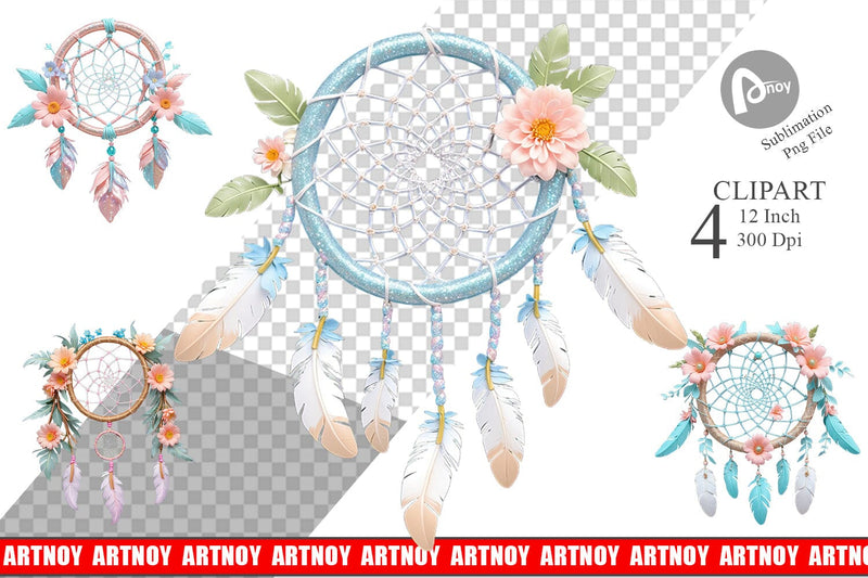 Clipart Floral Dreamcatcher Sublimation artnoy 