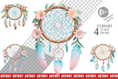 Clipart Floral Dreamcatcher Sublimation artnoy 