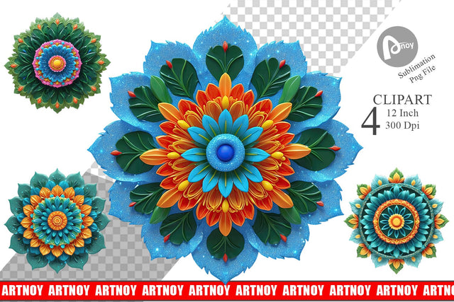 Clipart Floral Mandala Sublimation artnoy 