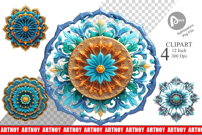 Clipart Floral Mandala Sublimation artnoy 