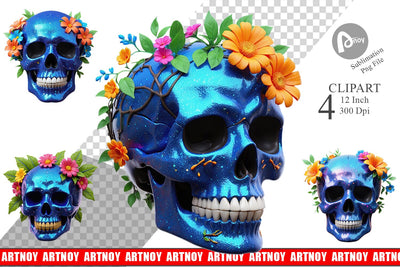 Clipart Floral Skull Sublimation artnoy 