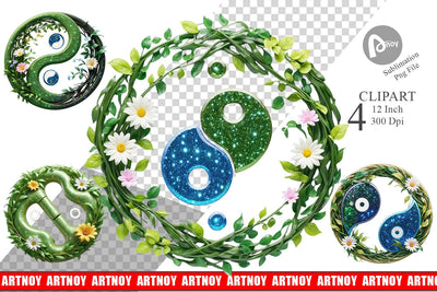 Clipart Floral Yin-Yang Sublimation artnoy 