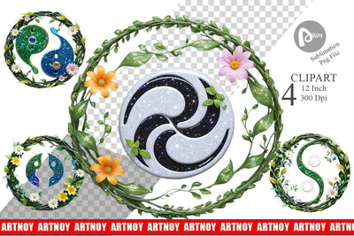 Clipart Floral Yin-Yang Sublimation artnoy 