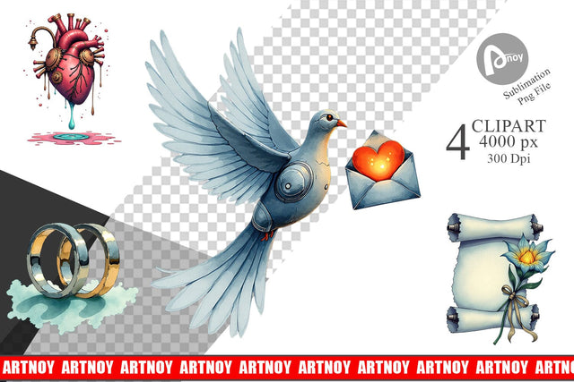 Clipart Galactic Affection Sci-Fi Love Symbols Sublimation artnoy 