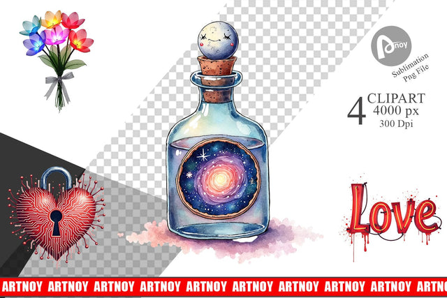 Clipart Galactic Affection Sci-Fi Love Symbols Sublimation artnoy 