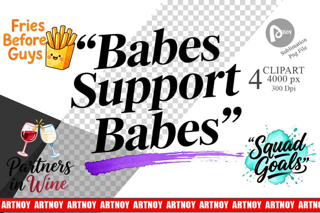 Clipart Galentine's Day Watercolor Quotes Sublimation artnoy 