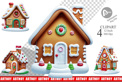 Clipart Gingerbread House Sublimation artnoy 