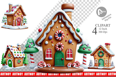 Clipart Gingerbread House Sublimation artnoy 