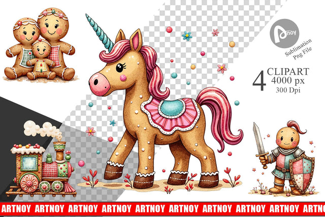 Clipart Gingerbread Patchwork Delights Sublimation artnoy 