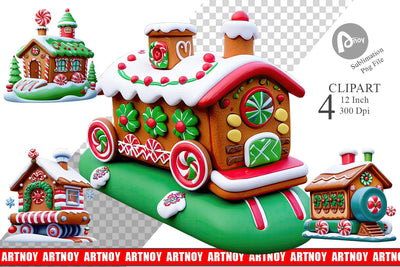 Clipart Gingerbread Train Sublimation artnoy 