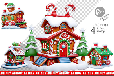 Clipart Gingerbread Train Sublimation artnoy 