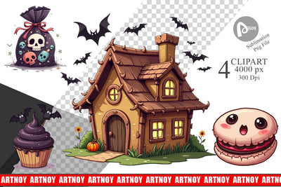 Clipart Gothic Halloween Candies and Treats Sublimation artnoy 