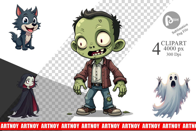 Clipart Gothic Halloween Characters Sublimation artnoy 