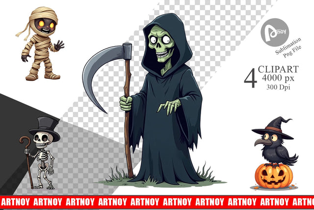 Clipart Gothic Halloween Characters Sublimation artnoy 