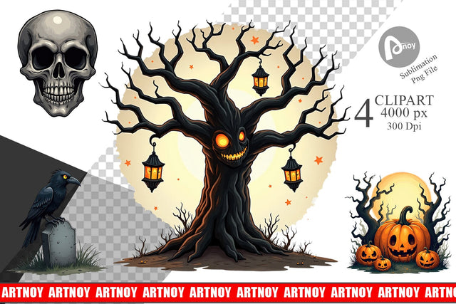 Clipart Gothic Halloween Creatures Sublimation artnoy 