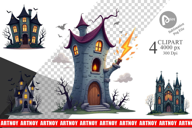 Clipart Gothic Halloween Gothic Architecture Sublimation artnoy 