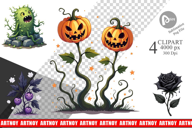 Clipart Gothic Halloween Plants and Herbs Sublimation artnoy 