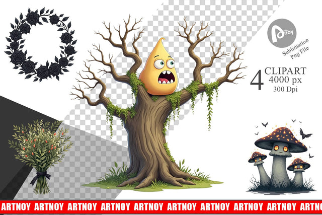 Clipart Gothic Halloween Plants and Herbs Sublimation artnoy 