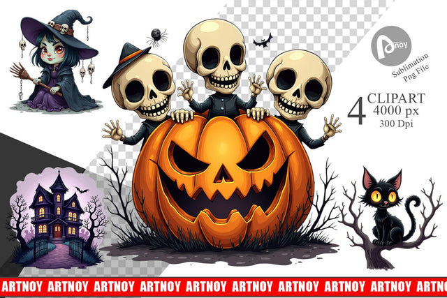 Clipart Gothic Halloween Set Sublimation artnoy 