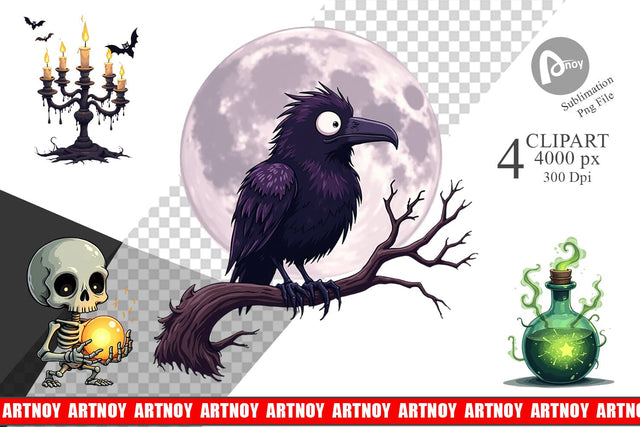 Clipart Gothic Halloween Set Sublimation artnoy 