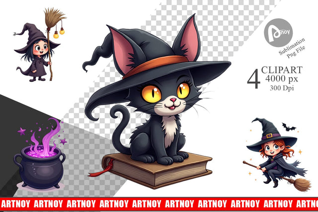 Clipart Gothic Halloween Witches Sublimation artnoy 