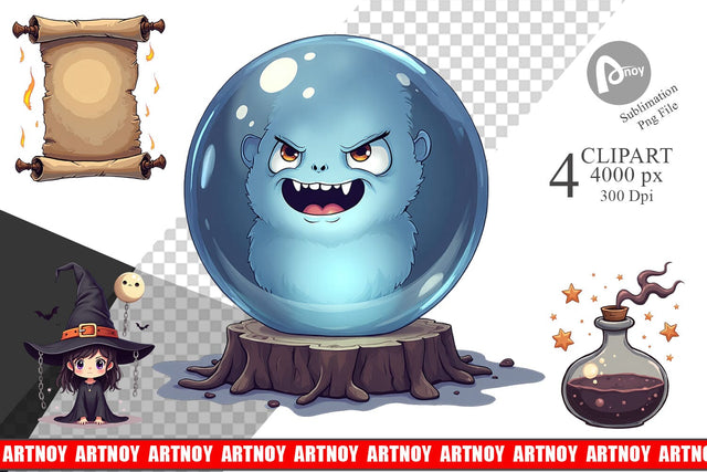 Clipart Gothic Halloween Witches Sublimation artnoy 