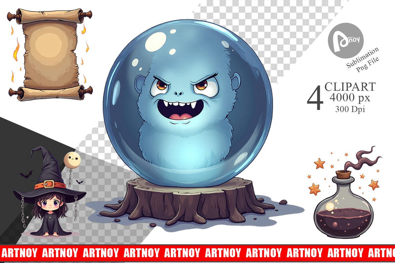 Clipart Gothic Halloween Witches Sublimation artnoy 