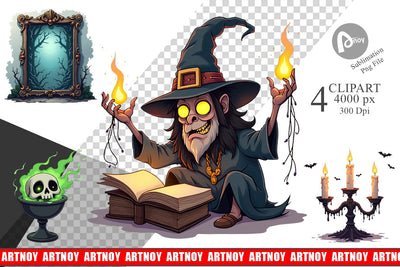 Clipart Gothic Haunted Objects Sublimation artnoy 