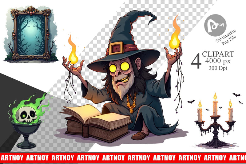 Clipart Gothic Haunted Objects Sublimation artnoy 