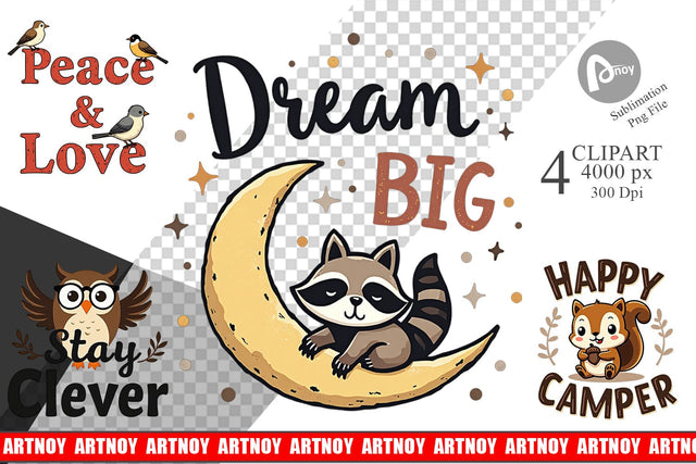 Clipart Groovy Friends Vintage Kawaii Animal Quote Sublimation artnoy 