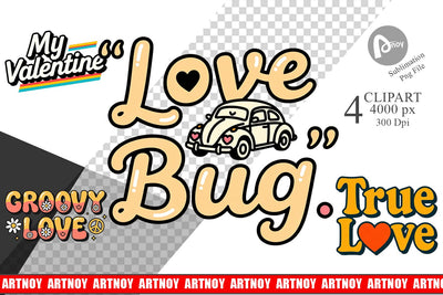 Clipart Groovy Love Retro Valentine Quotes Sublimation artnoy 