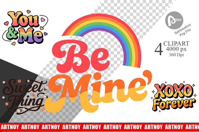 Clipart Groovy Love Retro Valentine Quotes Sublimation artnoy 