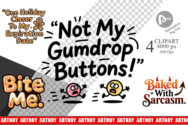 Clipart Grumpy Gingerbread Man Quotes Sublimation artnoy 