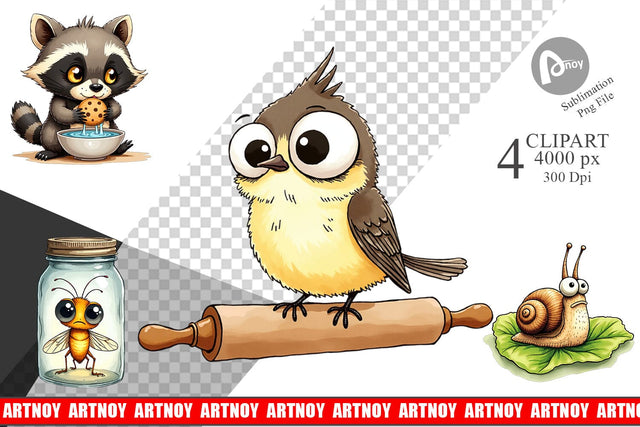 Clipart Grumpy Kitchen Critters Sublimation artnoy 