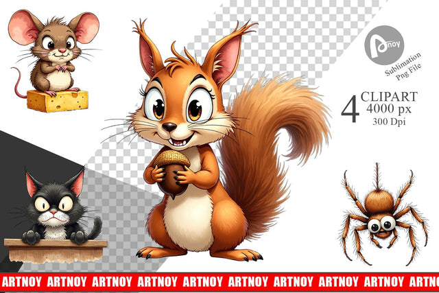 Clipart Grumpy Kitchen Critters Sublimation artnoy 