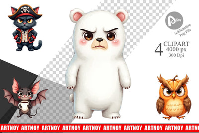 Clipart Halloween Critters Sublimation artnoy 