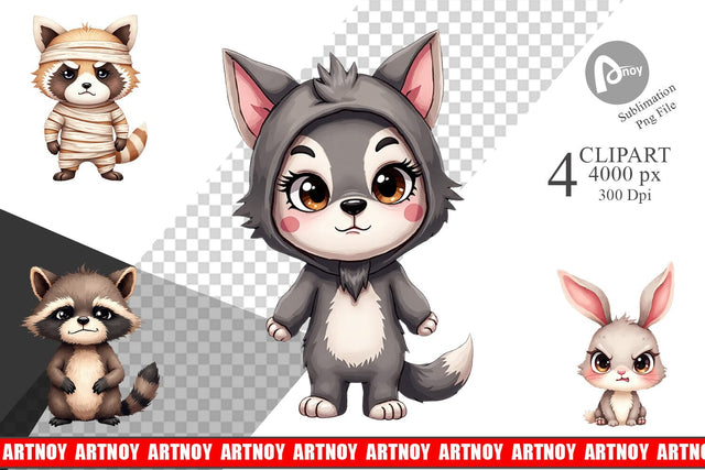 Clipart Halloween Critters Sublimation artnoy 