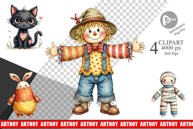 Clipart Halloween Patchwork Pals Sublimation artnoy 