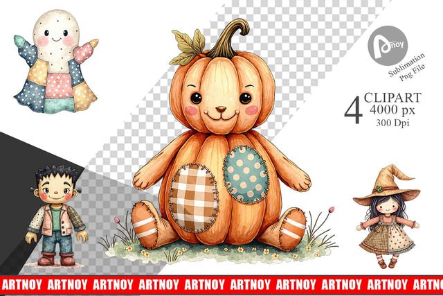 Clipart Halloween Patchwork Pals Sublimation artnoy 