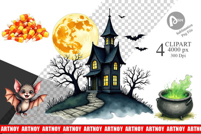 Clipart Halloween Wonders Watercolor Sublimation artnoy 