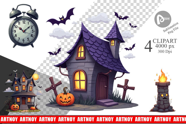 Clipart Haunted Elements Sublimation artnoy 