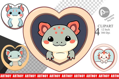 Clipart Heart Axolotl Sublimation artnoy 
